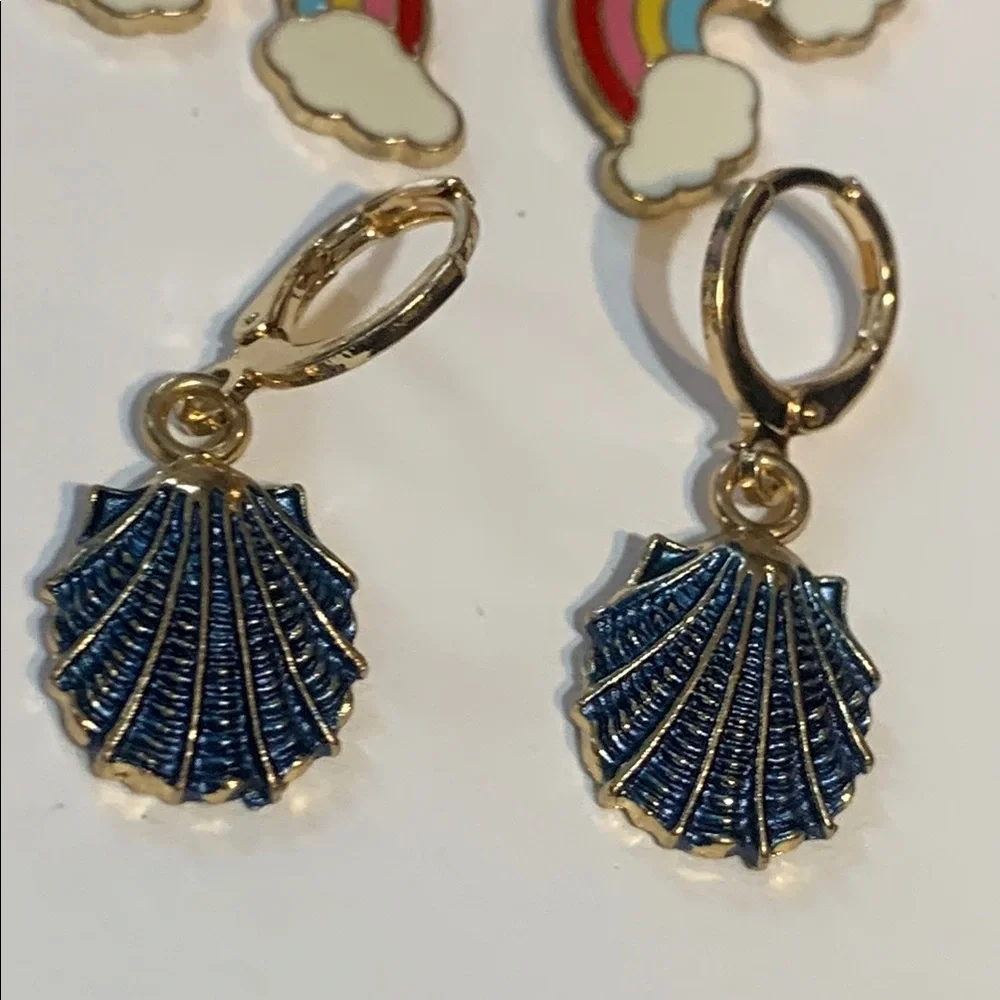 Colorful Kids 5 pair Charm Earrings Set plus 3 tail pin